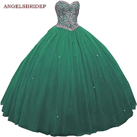 ANGELSBRIDEP Sweetheart Ball Gown Quinceanera Dresses Vestidos De 15 Anos Fashional Sparkly Crystal Beaded Birthday Party Gowns
