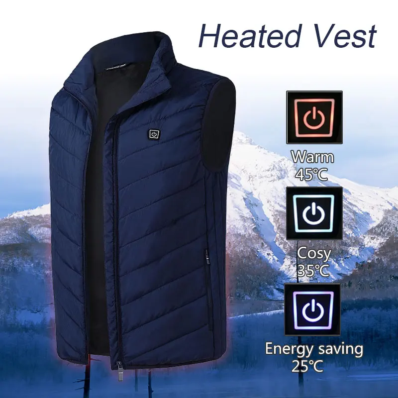 Электрический жилет с подогревом куртка с подогревом темно-синего цвета USB физиотерапия отопление пальто для тела грелка ГОРЯЧАЯ термальная зима