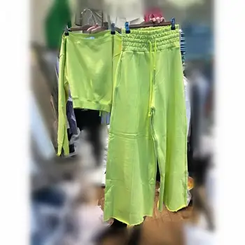 

Women Loose Tracksuit Wide Leg Pants And Backless Tops Two Piece Set Elastic Waist Pants Suit