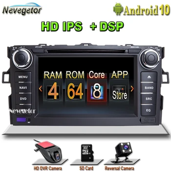 

DSP IPS 4GB 64G 2 Din Android 10 Car DVD Player For TOYOTA AURIS Altis COROLLA 2012 2013 radio GPS navigation System mult
