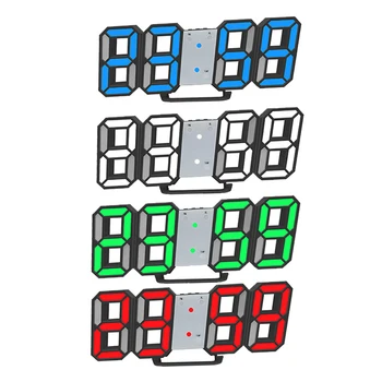 

3d Electronic Clock LED Digital Stereo Big Screen Night Light Clock Wall Digital Clock White / Red / Green / Blue Digital Screen