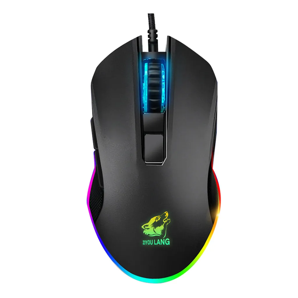 Ouhaobin Проводная игровая мышь 3200 dpi RGB светильник 6 кнопок Проводная игровая мышь USB для ноутбука компьютера USB оптическая мышь - Цвет: Black