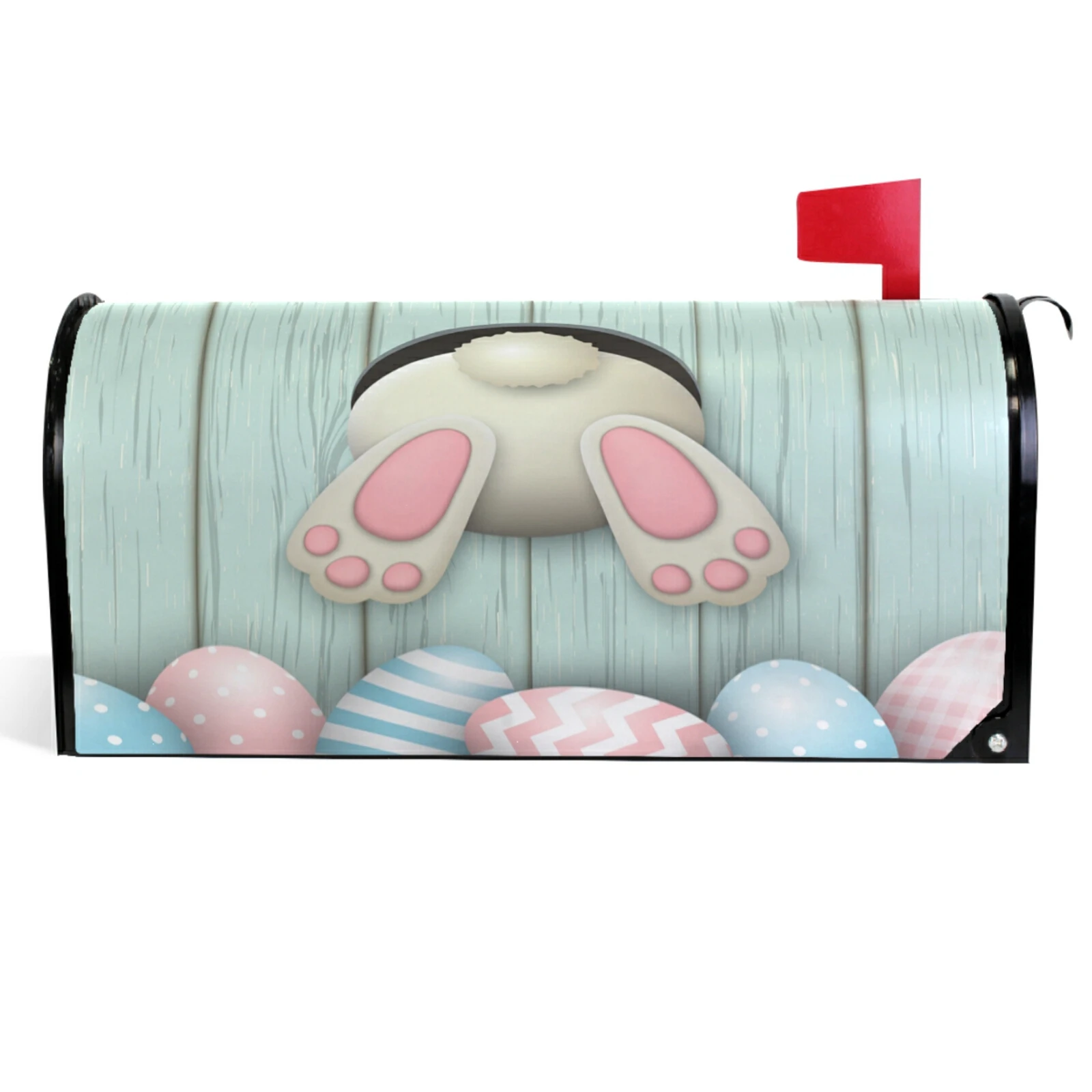 Funny Easter Rabbit Mailbox Cover Cute Eggs Bunny Magnetic Mailbox Wrap Waterproof Sun Protection Letter Post Box Cover Decor