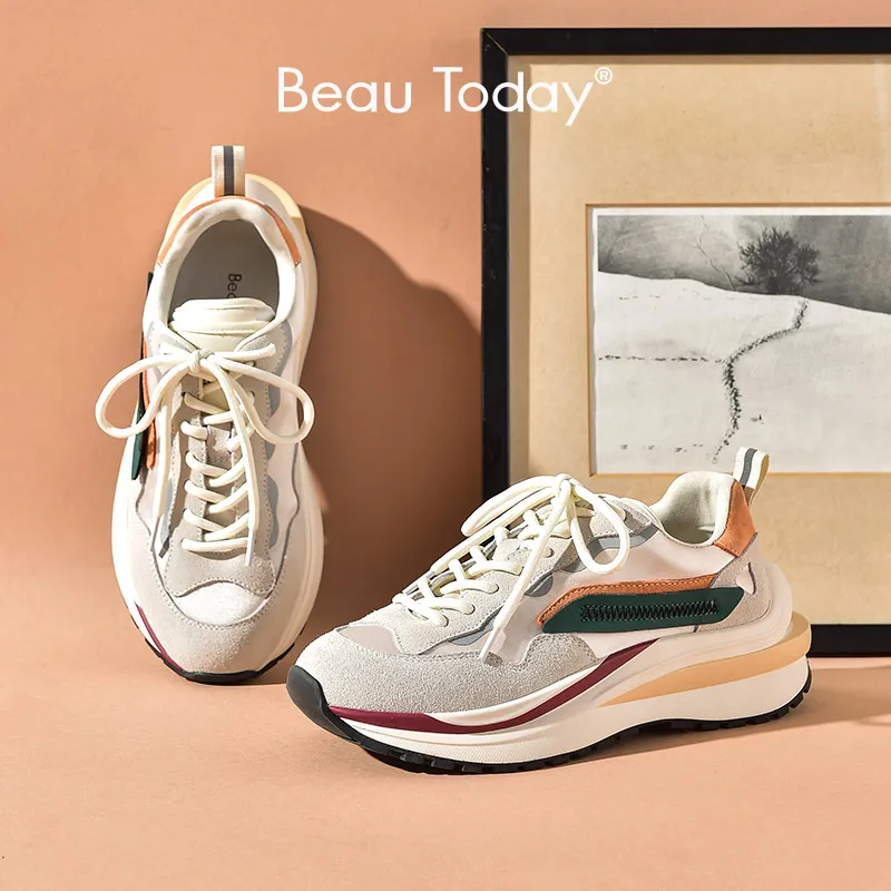 Beautoday Casual Sneakers Vrouwen Synthetisch Leer Lace Up Dikke Zool  Ademend Dames Trainers Gevulkaniseerd Schoenen 29415|Sneakers voor vrouwen|  - AliExpress