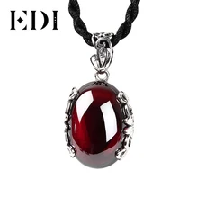 EDI Винтаж 925 пробы серебряный Ретро Круглый Желтый ювелирный камень, халцедон ожерелье подвески для женщин Jewllry