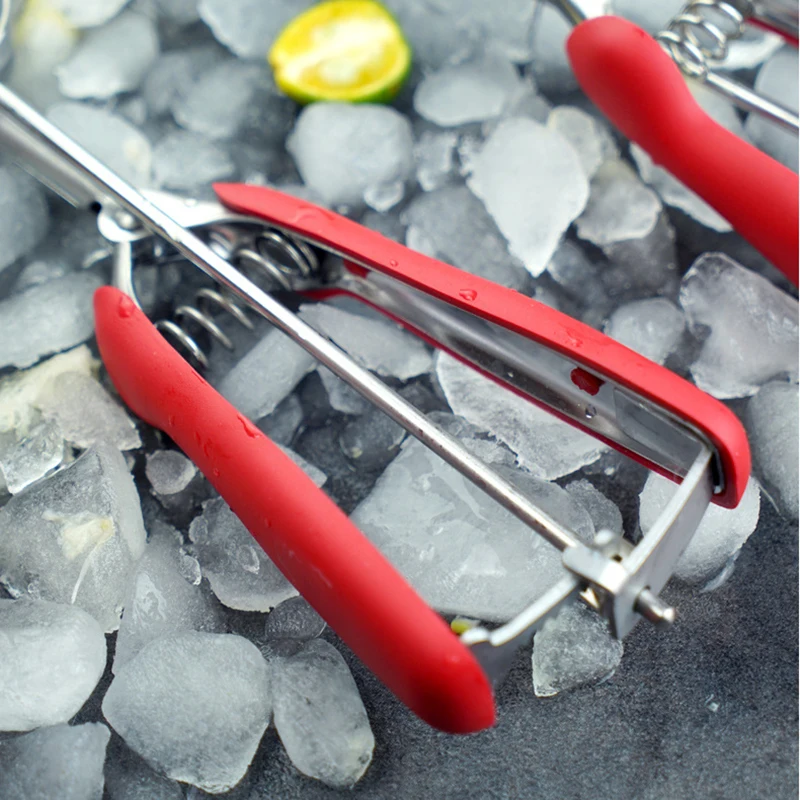 ZK30 Cookie Scoop Set Ice Cream Scoop 18/8 Stainless Steel Anti Slip Rubber Grip Cookie Dough Scooper Trigger Release