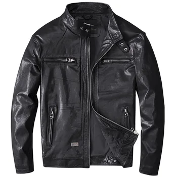 

Vintage Genuine Leather Jacket Men Spring Autumn Real Sheepskin Coat Mens Motorcycle Jacket Chaqueta Cuero Hombre