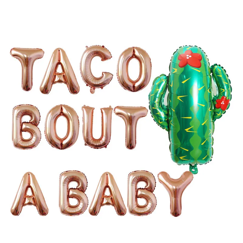 Большой воздушный шар кактус 16 дюймов розовое золото буквы &quotTACO BOUT A BABY&quot