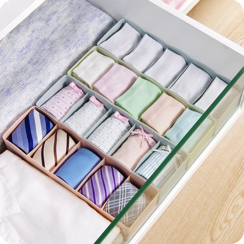 

5 Grids Jewelry Socks Storage Box Superimposable Underwear Cosmetic Organizer Desktop Storage Basket Wardrobe Organizer