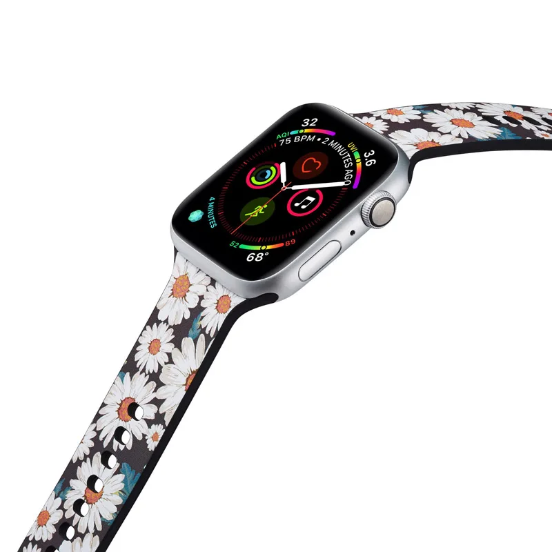 Спортивный мягкий силиконовый ремешок для Apple Watch 38 мм 42 мм 40 мм 44 мм браслет для iWatch серии 5 4 3 2 1 рисунок Фламинго ремешок - Цвет ремешка: 016