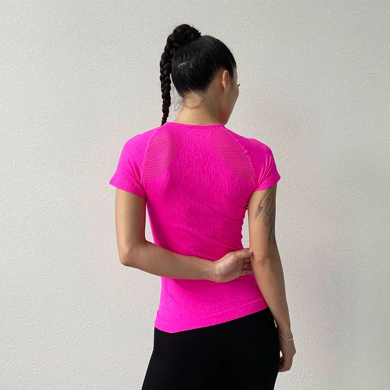 Summer Women Sport Tops Hollow Out Yoga Shirt Short Sleeve Running Fitness T-shirts Gym Tops Clothes Breathable Tight Tee Blouse