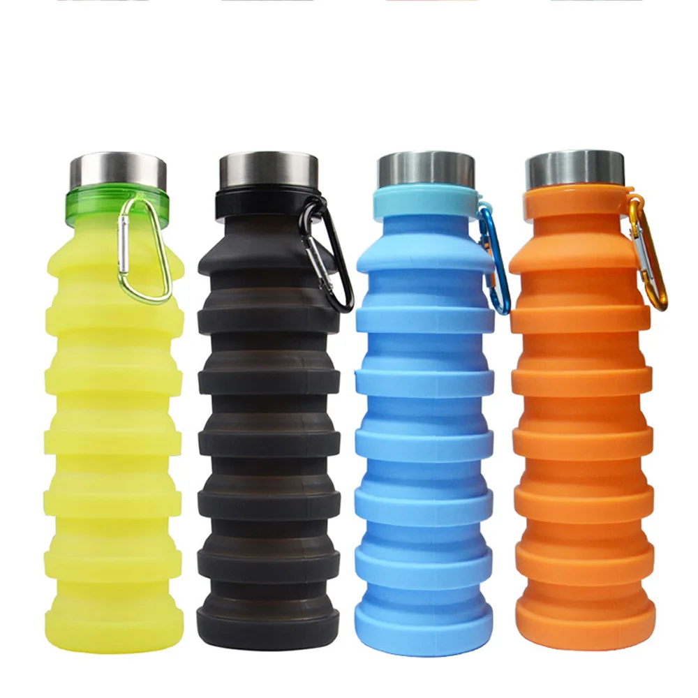 

550ml Water Bottle Portable Silicone Retractable Folding Coffee Bottle Outdoor Travel Drinking Collapsible Sport Drink Kettle