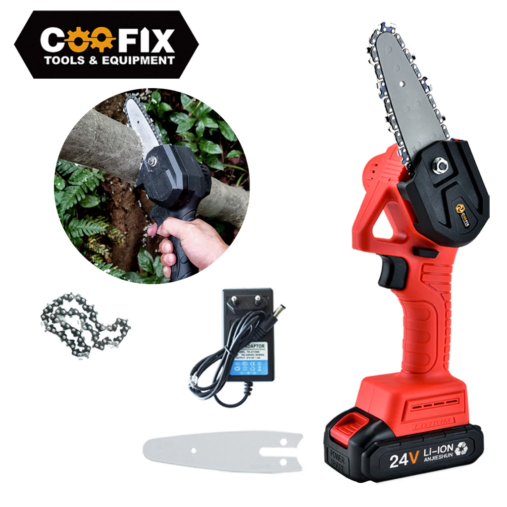 One-hand 24V 4Inch Brushless chain saw Cordless Mini Handheld Pruning Saw Portable Woodworking Tool Electric Saw Cutting Tool