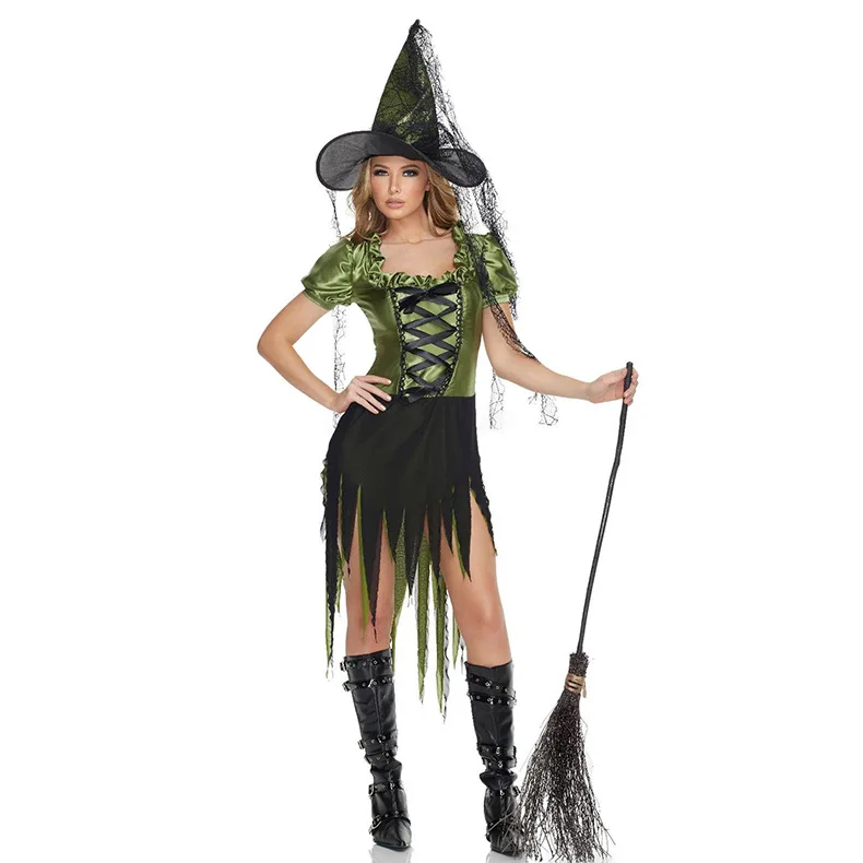 Popular New Real Shot Jade Witch Sexy Uniform Western Holiday Green