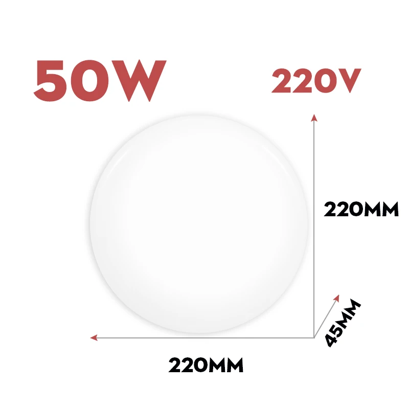 50W Type A Светильник потолочный 12 Вт 18 Вт 20 Вт 30 Вт 50 Вт потолочный светильник светодиодный светильник 220 В светодиодный потолочный светильник потолочные светильники светильники потолочные светильник с датчиком движения - Цвет корпуса: 50W Type A