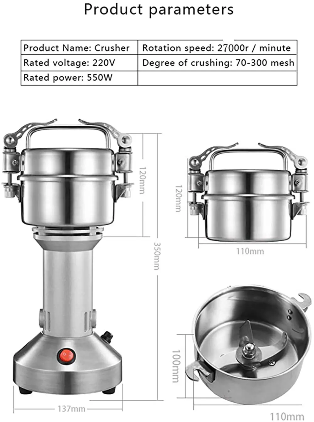 Universal - Moulin à café 1000W Machine à café électrique en acier  inoxydable 304 Moulin à café électrique en acier inoxydable 220V Graines de  noix Epices Herbes(Le noir) - Moulin à café 