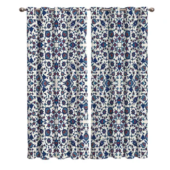 

Blue Vine Flower Art Beauty Printing Curtains Living Room Bedroom Home Decoration Suitable for Adult Children Window Curtain