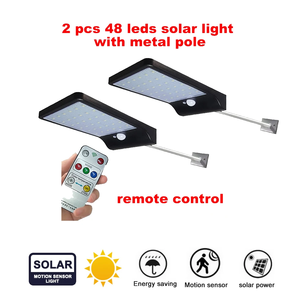 

2/4pcs LED Solar Light 48 Led Solar Lamp Outdoor Light Security Wireless Waterproof With PIR Motion Sensor Light UltraThin secur