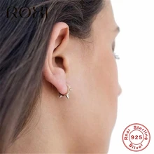 Серьги-заклепки ROXI Rainbow в стиле панк, крошечные циркониевые серьги-гвоздики, круглые серьги-гвоздики для женщин, серьги из стерлингового серебра 925 пробы, корейские ювелирные изделия