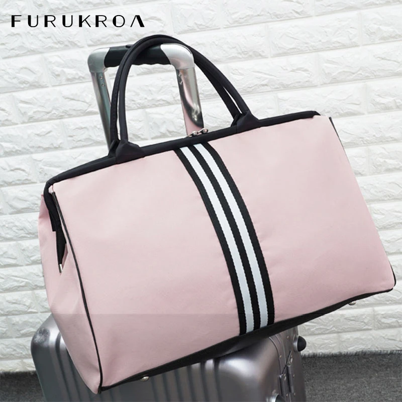 Light Travel-Bag Weekend Foldable Women Ladies Big XA37WB Yaga Stripe Korean
