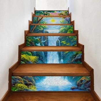

Self Adhesive Floor Waterfall Moon Decal Sticker Home Stair Decoration Renovation PVC Wallpaper Print Picture for Living Room