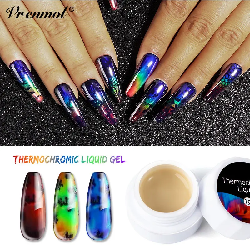 Vrenmol Thermal Sensitive Liquid Gel Varnish Nails Color Changing UV Nail Polish Art Paint Black Deep Lak | Красота и здоровье