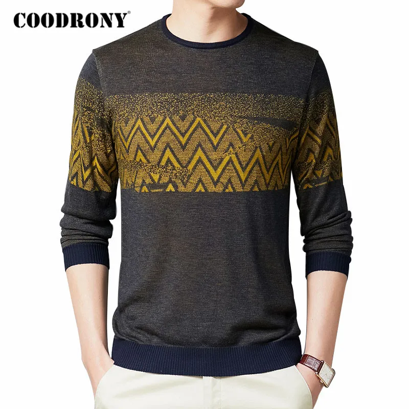 

COODRONY Sweater Men Streetwear Fashion Pattern O-Neck Pull Homme Spring Autumn Casual Knitwear Pullover Shirt Men Clothes C1075