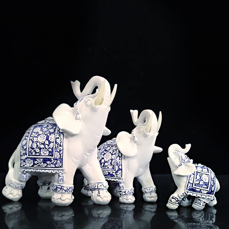 1 шт. имитация фарфора слон украшение, статуэтки смолы счастливый статуя слона сад миниатюрные украшения дома