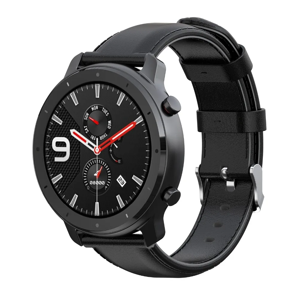 Ремешок для часов PU для Xiaomi Huami AMAZFIT GTR 47 мм 42 мм смарт часы кожаный ремешок аксессуары для AMAZFIT Stratos 2 2S