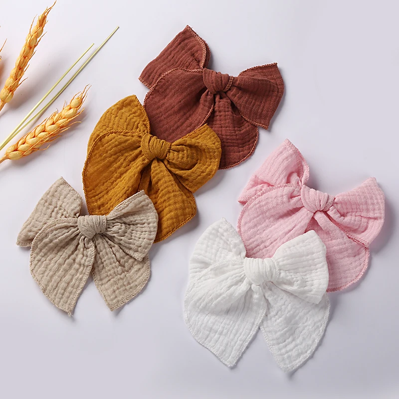 36pc/lot New Large 6inch Cotton Bows Hair Clips Hairpins Baby Curled Edge Bow Barrette Hairgrips Girls Ribbed Bow Nylon Headband sansa baby pink off shoulder prom dress sweet edge curl organza vestidos de noche puffy prom dress princess فساتين السهرة