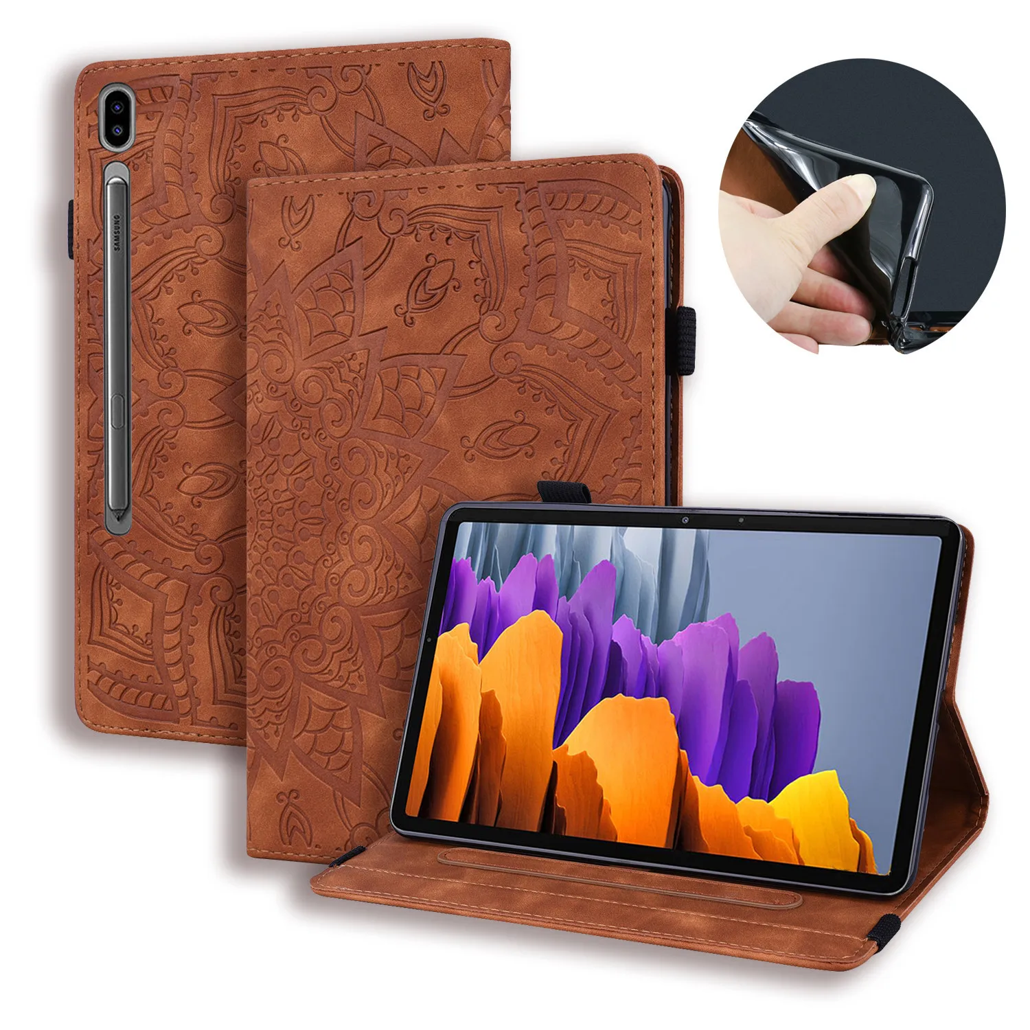 2020 New for Samsung Galaxy Tab S7 Plus 12.4 Case SM-T970 T975 T976 Tablet 3D Embossed Flowers Cover For 11 SM-T870 | Компьютеры и