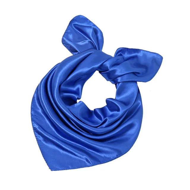 Navy silk scarf. Women's square silk chiffon scarf - BASMA