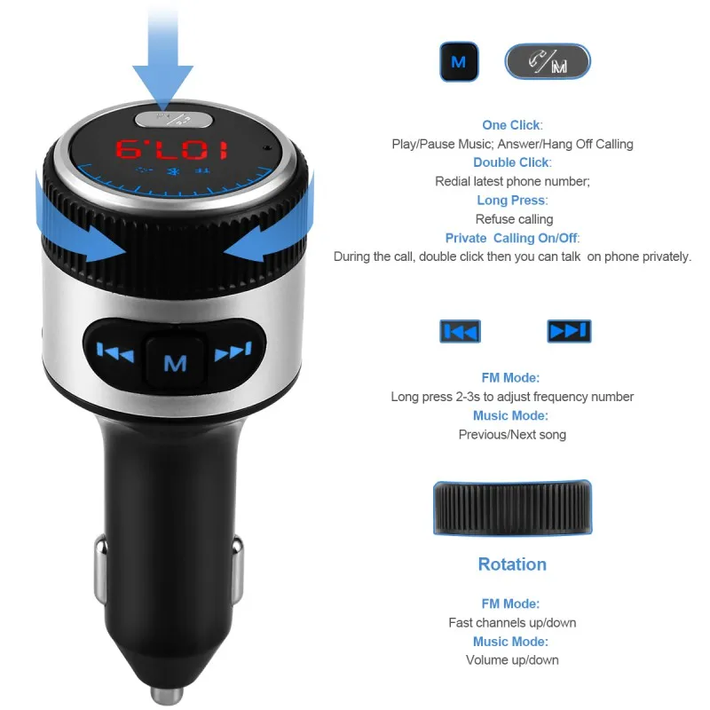 F55 автомобильный Bluetooth fm-передатчик беспроводной Bluetooth 5,0 адаптер автомобильный комплект с громкой связью QC3.0 с двумя usb-портами