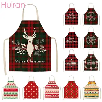

Plaid Elk Santa Claus Cristmas Apron Merry Christmas Decor for Home 2020 Navidad 2021 Happy New Year Christmas Kitchen Noel Xmas