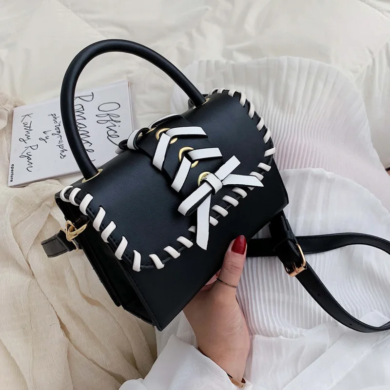 

Summer Fairy Pack 2019 New Mori Bow Knitted Shoulder PackTexture slung small square bag