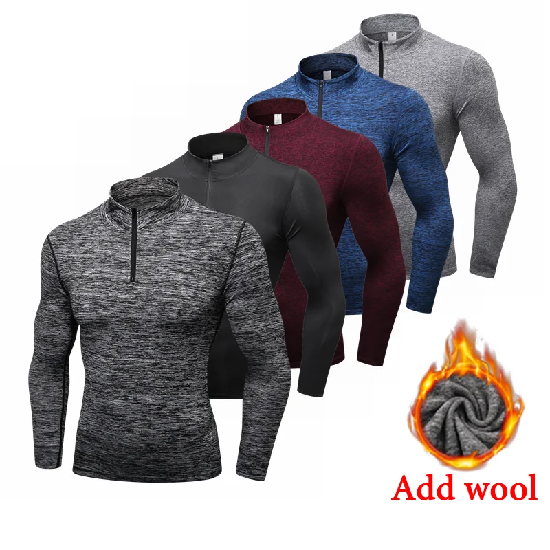 Sport-Shirt Rashgard Fitness-Tights Long-Sleeve Quickly-Dry Winter Mens Zipper
