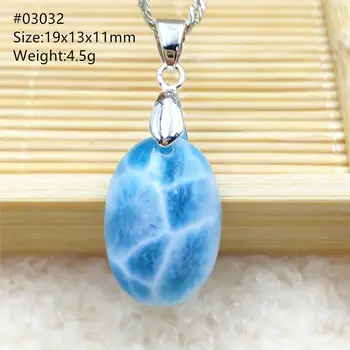

Genuine Natural Blue Larimar Pendant 19x13x11mm Dominia Women Men Oval Round Water Pattern Fashion Necklace AAAAAA