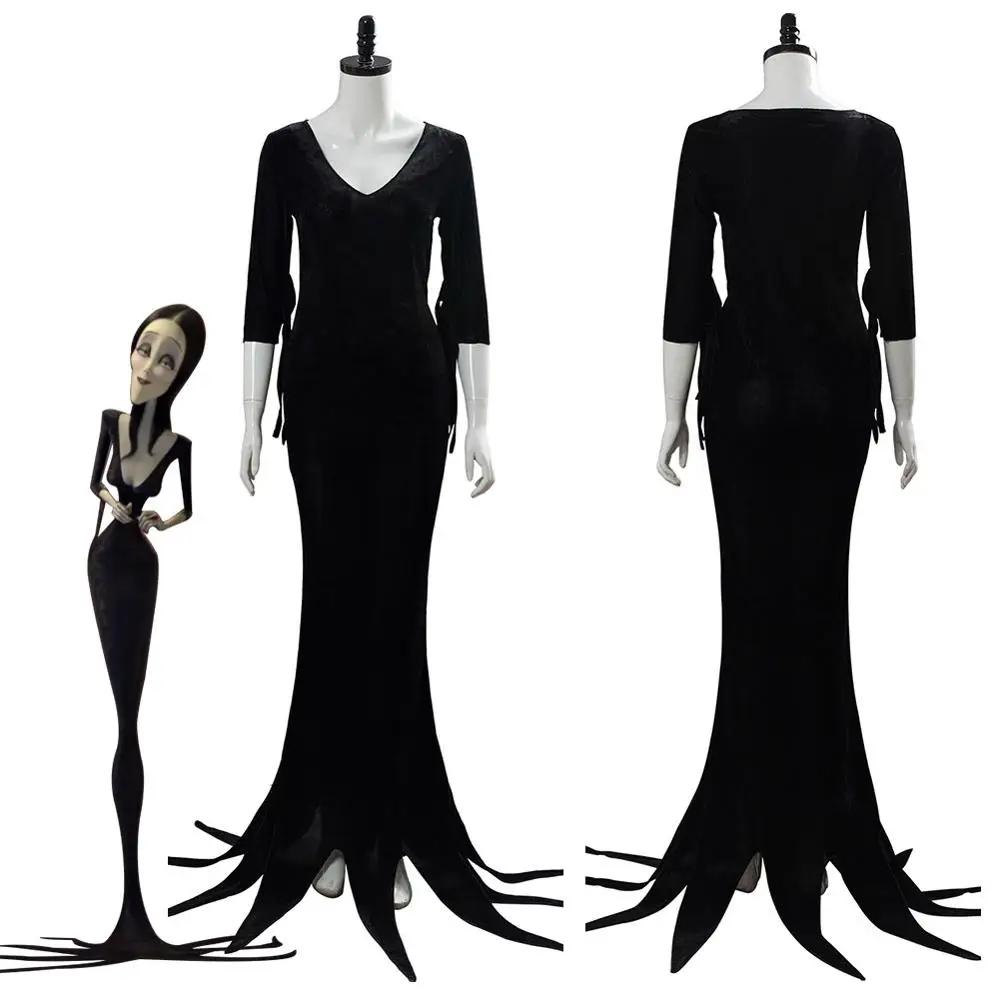 Morticia addam платье костюм для косплея взрослых женщин черное униформа |