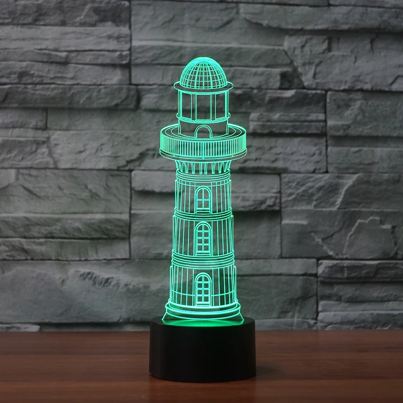 Новинка Маяк 3d лампа 7 цветов светодиодный ночник для детей сенсорный Usb стол Lampara
