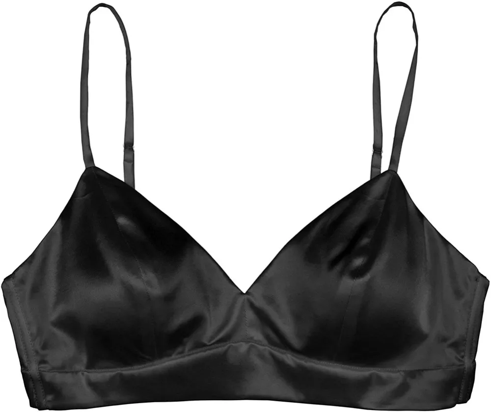 Triângulo de Seda Copo sem Fio Suave e Confortável Livre Unpadded Clássico Feminino Bralette Suave Sutiã Fio Topo 1 bralette suave copo sem fio sutiã suave