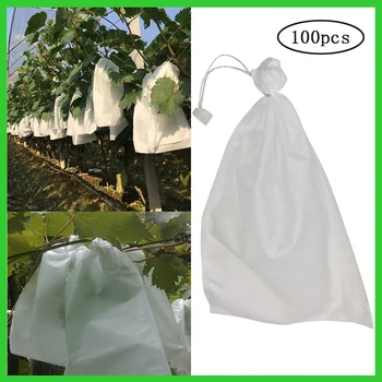 

100Pcs Nonwoven Fruits Plant Nursery Bags Plant Grow Bags Drawstring Seedling Pots Planting Bags for Grapes Gardening