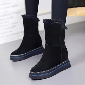 

Women Snow Boots ankle falts Faux Fur Winter Ankles Boots Sewing Flats Female Comfort Footwear Platform Shoes Women snow Shoes