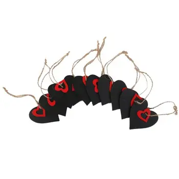 

10pcs Mini Heart Shape Hanging Wooden Blackboard Gift Price Tags Mini Wooden Blackboard Gift Price Tag(Red)