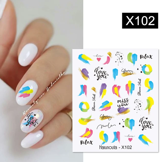 Harunouta Abstract Line Avocado Fruit Leopard Nail Water Sticker Decals Flower Leaves Slider Decoration For Autumn Nail Design X102