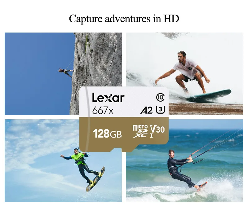 Original Lexar Professional 667x Micro SD Card 128GB 64GB 256GB MicroSDXC Memory Card A2 C10 V30 1080p Full-HD 3D 4K TF Card