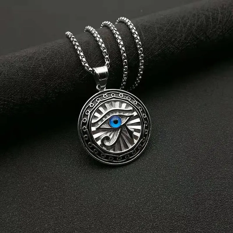 Mysterious Egypt Eye of Horus Pendant Necklace Women/men Gold Color evil Eye Necklace Egypt Round Jewelry