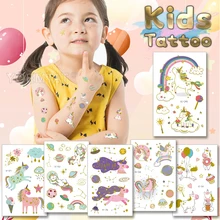 Metallic Flash Tattoo Girls Boy Kids Child Cute Unicorn Rainbow Stars Waterproof Temporary Tattoo Sticker Body Art Arm Men Women