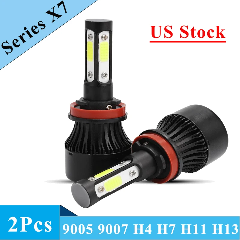 1 пара X7 H4 H11 H7 9005 9006 автомобиля светодиодный лампы для передних фар 12/24V 100W 1000lm фары