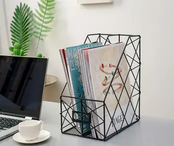 

1PC Magazine Holder Bookshelf Wrought Iron Letter Storage Rack Tray Holder New Office Desk organizer File Tray QA 183
