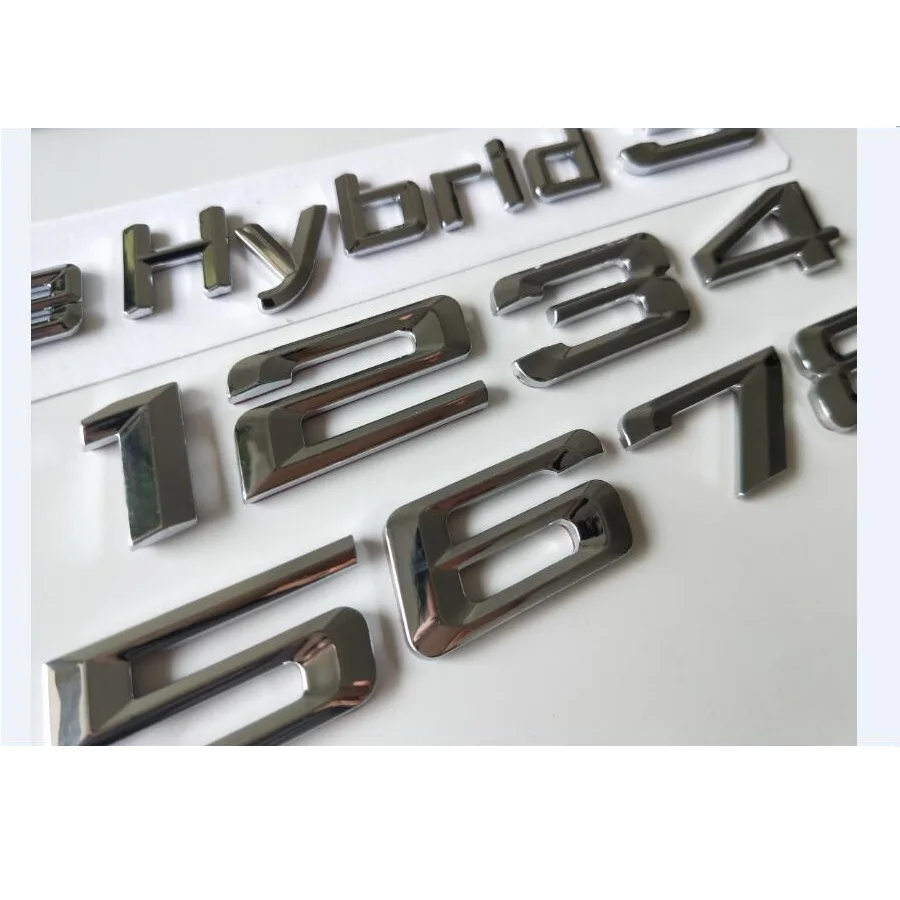 크롬 블랙 글자 트렁크 엠블럼 펜더 번호, 액티브 하이브리드 심볼 배지, BMW 1234567 시리즈 X123456 액티브 하이브리드 12345678